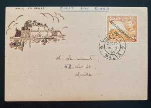 1953 Valletta Malta First day Postcard Cover HMS St Ancelo