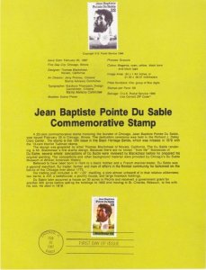 US SP763 John Baptiste Pointe Du Sable Souvenir Page #2249