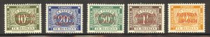 Ruanda-Urundi Scott J8-12 Unused LHOG - 1943 Postage Dues Overprints - SCV $1.75