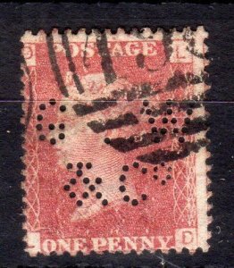 PENNY RED PLATE 187 (?) WITH 'G W & Co' PERFIN