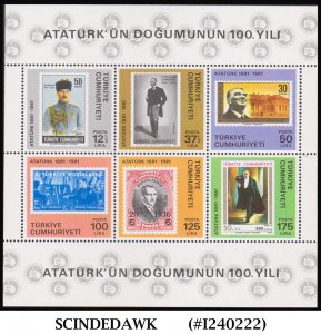 TURKEY - 1981 BIRTH CENTENARY OF KEMAL ATATURK - MIN. SHEET MINT NH