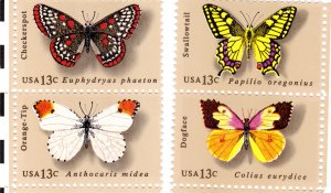 Scott #1712-1715 13 cent Butterflies - 1977 - MNH