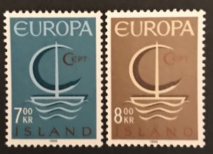 Iceland 1966 #384-85, Europa, MNH.