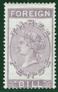 GB QV Revenue Stamp 3d Lilac FOREIGN BILL (1871) Mint MM {samwells}S2WHITE12