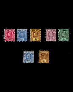 VINTAGE: CAYMAN ISLANDS 1907 -  09 SCOTT # 22-24,26-27 $ 50.85 LOT # VSACAY1907A