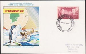 NEW ZEALAND ROSS DEPENDENCY 1967 postcard  pmk 10th Anniv Scott Base.......B3639