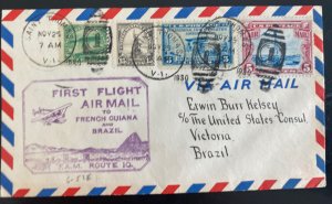 1930 St Thomas Virgin Islands First Flight Airmail Cover To Brazil 92 Flown!