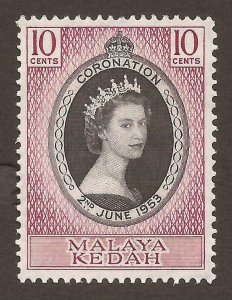 Malaya - Kedah SG#91 QEII CORONATION (1953) MH