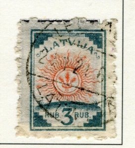 LATVIA; 1919-20 early rough perf local issue fine used 3r. value