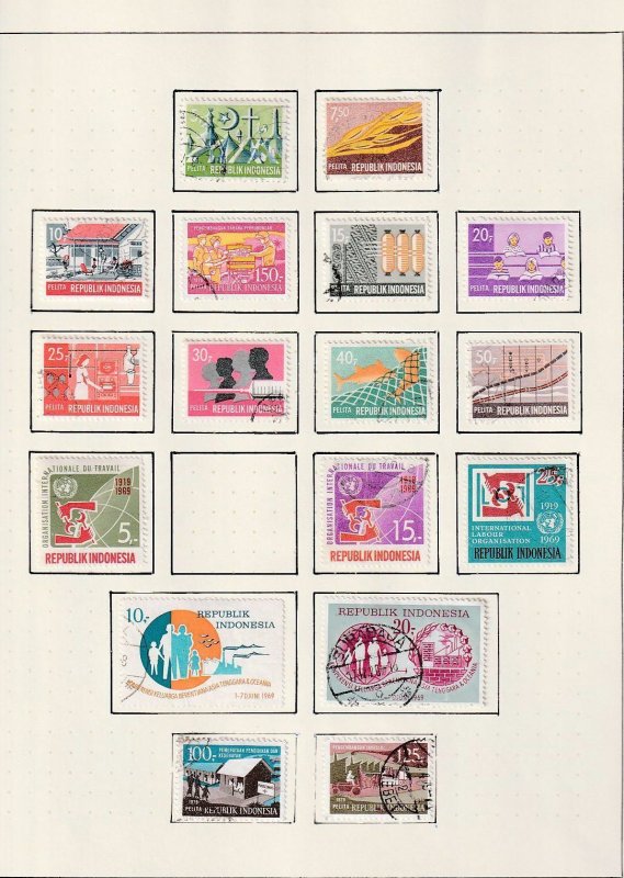 INDONESIA Mid Period M&U Collection on Pages(Apx 150 Items)Fish Sport (BR 553) 