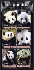 TCHAD CHAD SHEET WILDLIFE PANDA BEARS