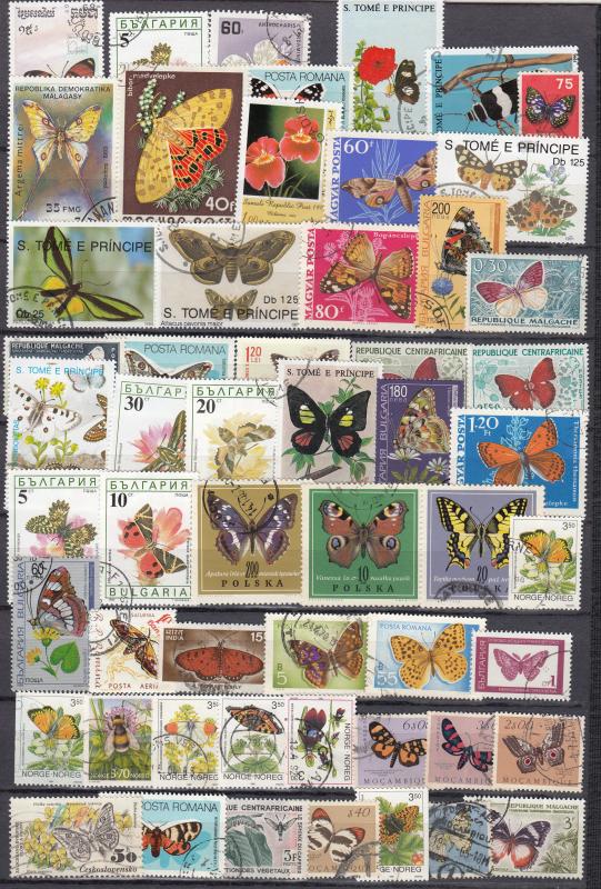 Butterflies - 55 small stamp lot - (2246)