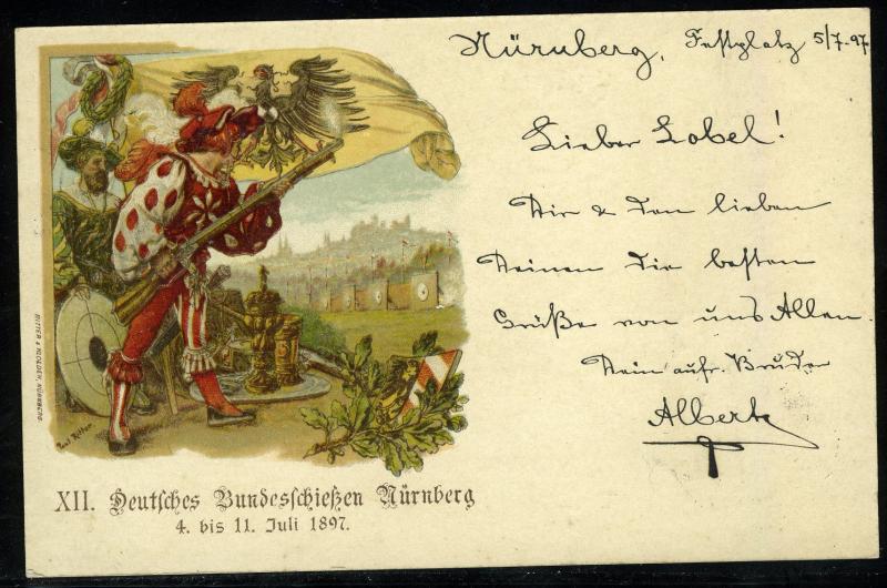 Bavaria, 1897 Private Postal Stationery Bundesschiessen Nürnberg, Special Cancel