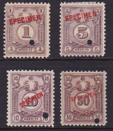 PERU 1909 Postage due set optd SPECIMEN in red + security punch hole........7941