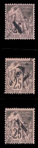 MOMEN: FRENCH COLONIES ST PIERRE SC #49-51 VAR MISSING - MINT OG H LOT #65910