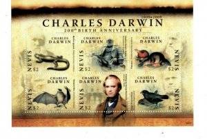 Nevis - 2009 - Charles Darwin - Sheet of Six  - MNH