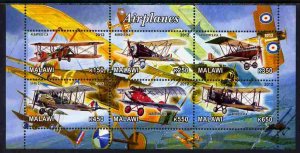 MALAWI - 2012 - Early Bi-Planes - Perf 6v Sheet - MNH - Private Issue