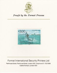 St VINCENT - GRENS 1985 TOURISM imperf on FORMAT INTERNATIONAL PROOF CARD
