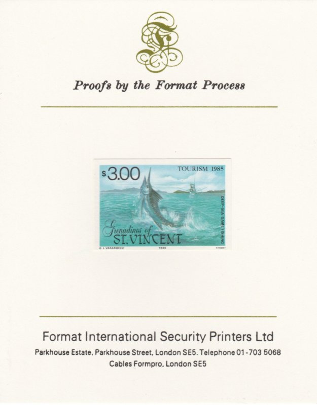 St VINCENT - GRENS 1985 TOURISM imperf on FORMAT INTERNATIONAL PROOF CARD