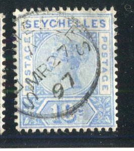SEYCHELLES; 1897 classic QV issue fine used hinged Shade of 15c. value