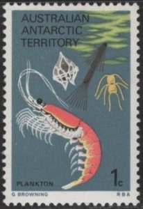 Australian Antarctic Territory L23 (mnh) 1c plankton & krill shrimp (1973)