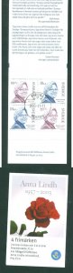 Sweden. 2003 Booklet. FD. Cancel. Kiruna. Anna Lindth ( 1957-2003 )