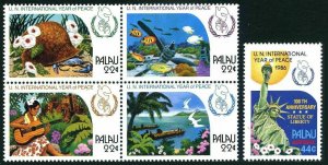 Palau 109-112a,C17,MNH. Year of Peace IYP-1986.Fish,Bird,Guitar,Ship,Liberty.