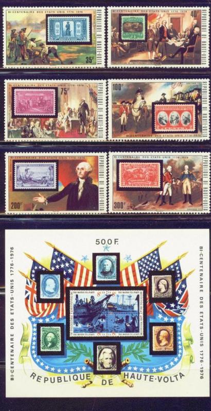 BURKINA-FASO 352-58 MNH 1975 American Bicentennial CV $15.20