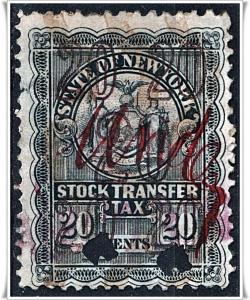 New York State 20¢ Stock Transfer Stamp (Punched)