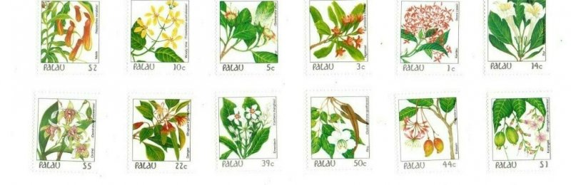 Palau - 1987 - Flowers Definitives - Set of Twelve - MNH