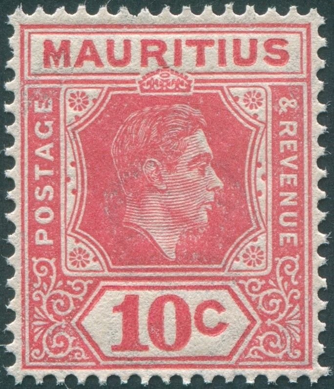 Mauritius 1943 10c pale reddish rose Perf 15x14 SG256d MNH