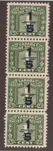 CANADA REVENUE FX104 MINT STRIP OF 4 VF NH