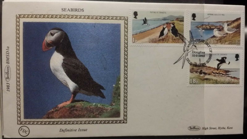 Isle Of Man IOM 1983 Seabirds Definitive Benham Full set to £1 FDC All SHS