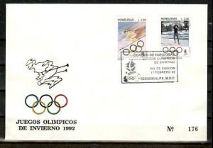 Honduras, Scott cat. 365-366. Winter Olympics issue. First Day Cover. ^