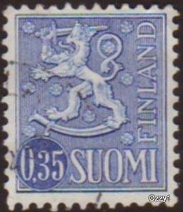 Finland 1963 Sc#405, SG#657 35p Blue Arms Lion Rampant and Sword USED.