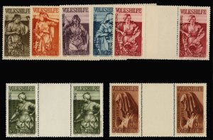 Saar #B54-60 (Mi. 199-205ZW) Cat€630, 1934 Semi-Postals, set of horizontal ...