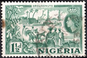 Nigeria SC#82 1½ d Ground Nuts Harvest (1953) Used