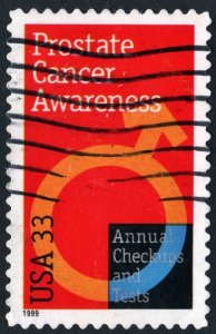 SC#3315 33¢ Prostate Cancer Awareness Single (1999) Used