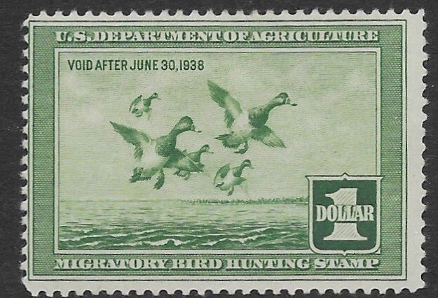 US RW 4  1937  Federal duck stamp  fine mint hinged