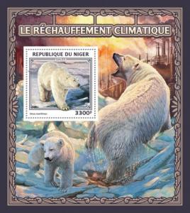 NIGER 2016 SHEET POLAR BEARS GLOBAL WARMING nig16524b