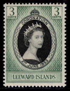 LEEWARD ISLANDS QEII SG125, 3c 1953 CORONATION, NH MINT.