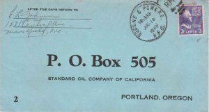 United States U.S. R.P.O.'s Eugene & Powers 1940 900.2-B-1  Printed Return Ad...