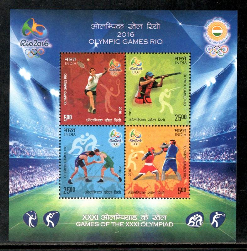 India 2016 Rio Olympic Games Badminton Wrestling Sport Sc 2803 M/s MNHH