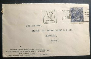 1936 Sydney Australia Slogan Cancel Cover To Honolulu Hawaii Centenary