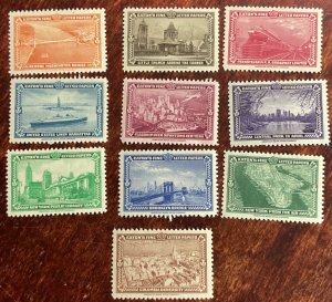 US 1939 *MH* Eaton’s Fine Letter Paper Cinderella Set of 10 L23