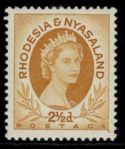 RHODESIA & NYASALAND QEII SG3a, 2½d ochre, LH MINT.