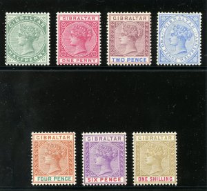 Gibraltar 1898 QV Sterling Currency set complete MLH. SG 39-45.