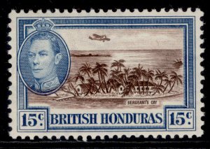 BRITISH HONDURAS GVI SG156, 15c brown & light blue, NH MINT.
