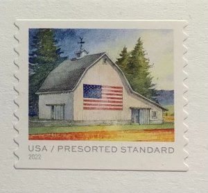 USA 2022 Scott 5686 used on paper - Presorted standard, Flag on Barn in Spring