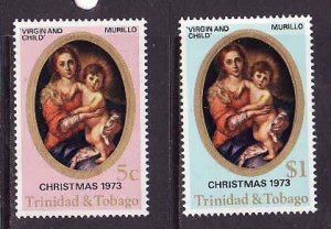 Trinidad & Tobago-Sc#241-2-unused NH set-Christmas-Paintings-1973-